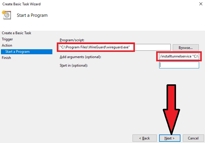 Autostart WireGuard Windows configuration file address